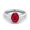 18K White Gold Oval Ruby Simple Bezel Solitaire Engagement Ring -Veloura Shop w80201ru ov86mmrh 1