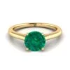 18K Yellow Gold Round Brilliant Emerald Pinched Comfort Fit Claw Prong Solitaire Engagement Ring -Veloura Shop y80117em rd70mmrh 1