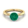 14K Yellow Gold Round Brilliant Emerald Pinched Comfort Fit Claw Prong Solitaire Engagement Ring 1 14K Yellow Gold Round Brilliant Emerald Pinched Comfort Fit Claw Prong Solitaire Engagement Ring -Veloura Shop y80129em rd70mmrh